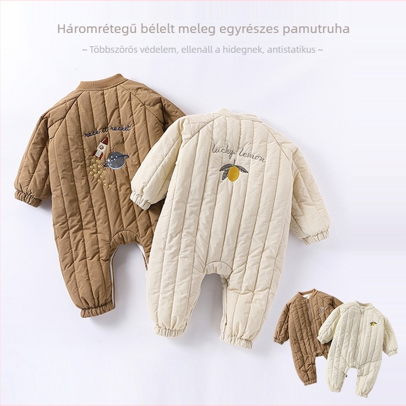 Baba téli overall vastagított kivitelű, hímzett, 100% nylonból, hosszú ujjú, cipzárral, kapucni nélküli, uniszex