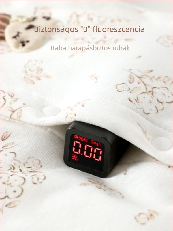 A-kategóriás babaruha, 100% pamutból, uniszex újszülötteknek, egész éves viselet, mászásra alkalmas.