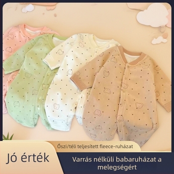 Baba overall fleece béléssel őszi-téli, uniszex, hosszú ujjú, poliészter 95%, kapucni nélküli, újszülötteknek (0–12 hónap)