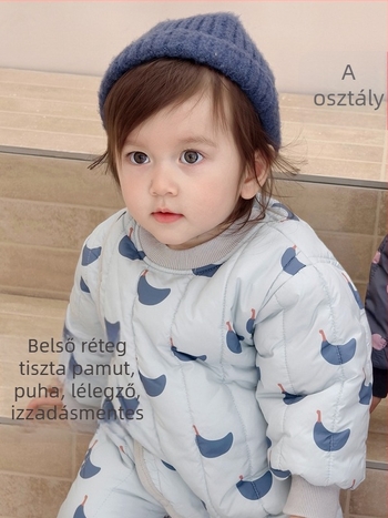 Újszülött pamut overál, vastag, hosszú ujjú, uniszex, tavasz–ősz–télre