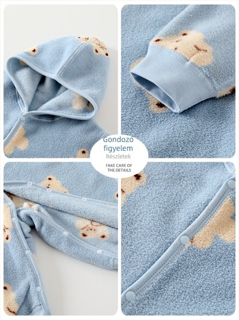 Kapucnis baba overál Snow Velvet anyagból, fleece béléssel, hosszú ujjú, uniszex