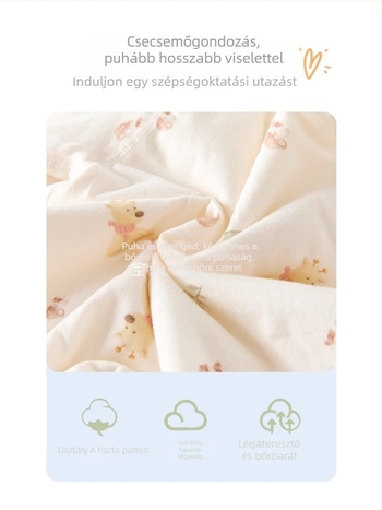 Baba steppelt pamut overál, hosszú ujjú, 100% pamut, őszi-téli időszakra, újszülötteknek