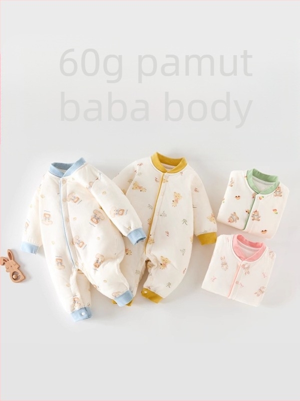 Baba steppelt pamut overál, hosszú ujjú, 100% pamut, őszi-téli időszakra, újszülötteknek
