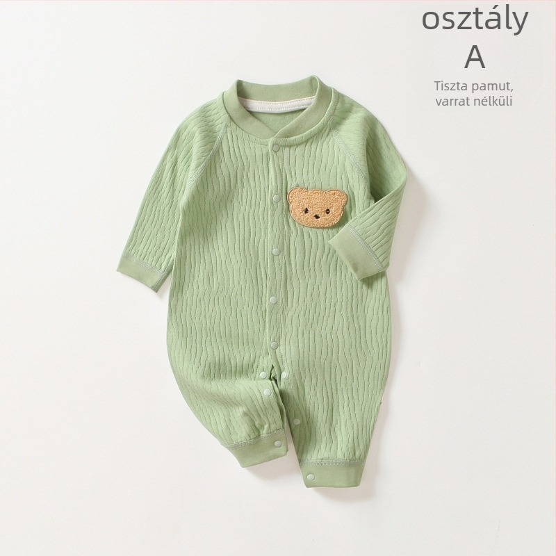 Újszülött pamut hosszú ujjú overál, minden évszakban viselhető