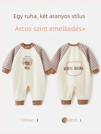 Baba fleeces bélelt overál hosszú ujjú, uniszex, 0–12 hónapos újszülött számára, vastag poliészter anyag, rejtett csattal záródó, tavaszi–őszre.
