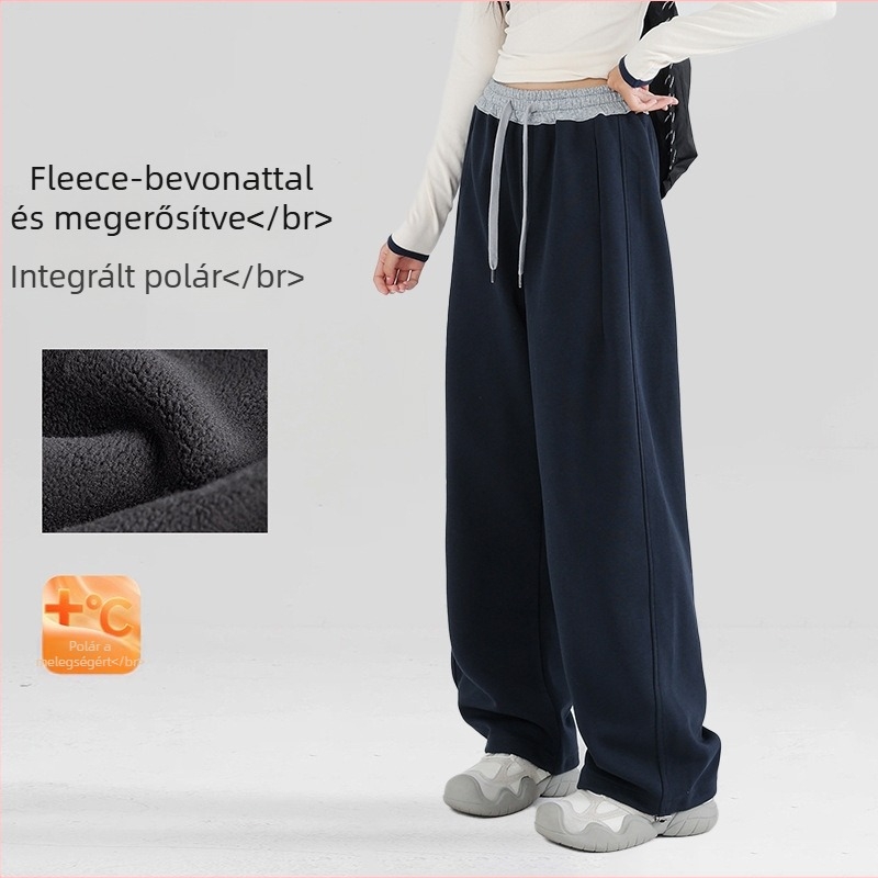 Koreai stílusú gyerek sportnadrág, magas derék, hosszú, 75% pamut, egyszínű minta