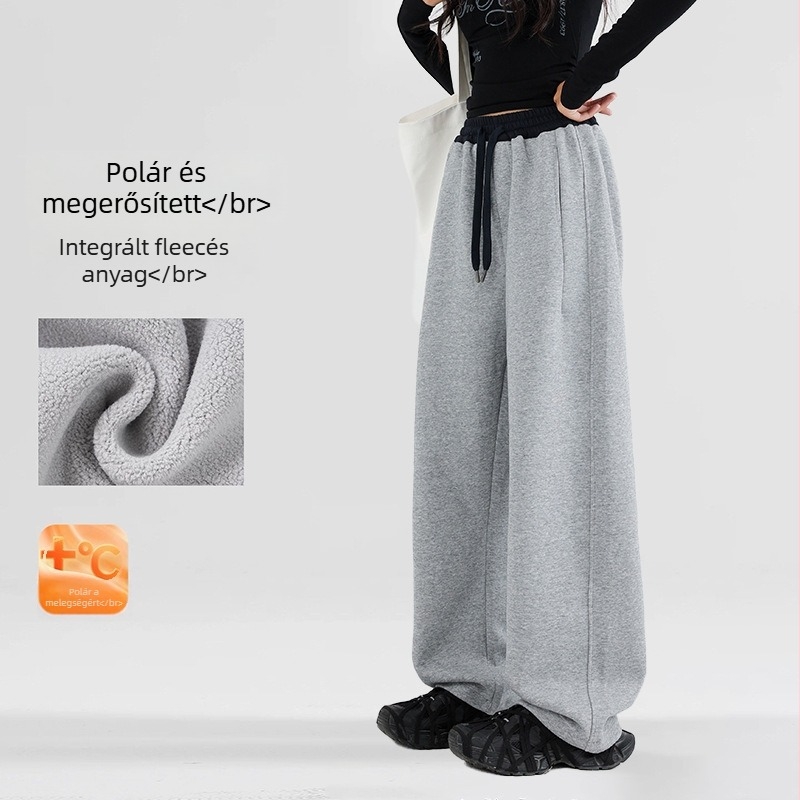 Koreai stílusú gyerek sportnadrág, magas derék, hosszú, 75% pamut, egyszínű minta