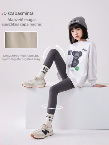 Lányoknak szóló, magas derekú koreai stílusú jóga nadrág gyermekeknek, hosszú, tavasz-ősz, 75% nylon és 25% spandex