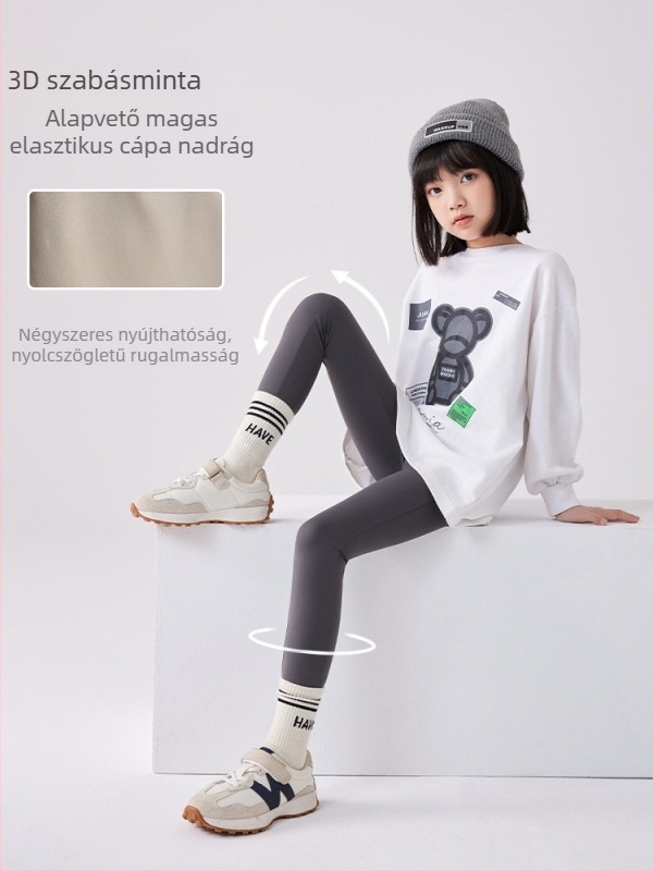 Lányoknak szóló, magas derekú koreai stílusú jóga nadrág gyermekeknek, hosszú, tavasz-ősz, 75% nylon és 25% spandex