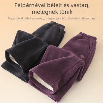 Gyerekeknek készült corduroy nadrág fleece béléssel, egyenes szabás, téli viselet, 98% poliészter
