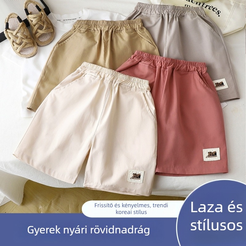 Gyerek rövidnadrág, nyár 2025, casual, uniszex, 100% pamut, elasztikus derekú