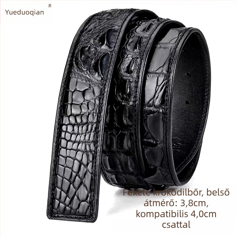 Férfi öv valódi krokodilbőrrel, automata csattal, üzleti és mindennapi stílusban; szélesség >4 cm; anyag: valódi bőr; textúra: krokodilbőr; márka: yueduo