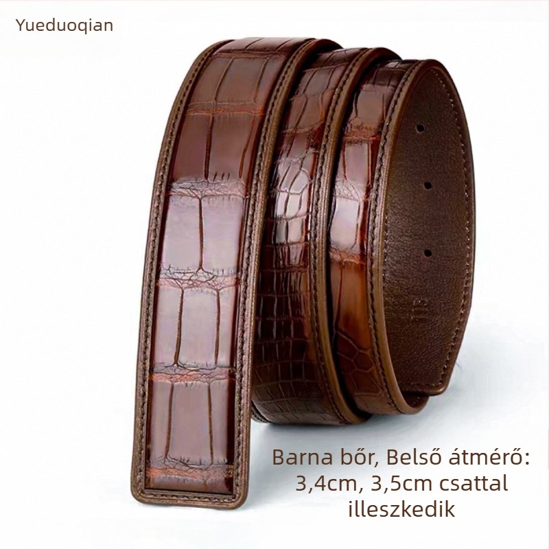 Férfi öv valódi krokodilbőrrel, automata csattal, üzleti és mindennapi stílusban; szélesség >4 cm; anyag: valódi bőr; textúra: krokodilbőr; márka: yueduo