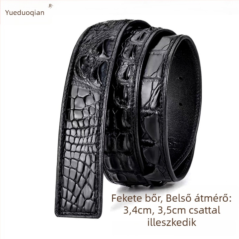 Férfi öv valódi krokodilbőrrel, automata csattal, üzleti és mindennapi stílusban; szélesség >4 cm; anyag: valódi bőr; textúra: krokodilbőr; márka: yueduo