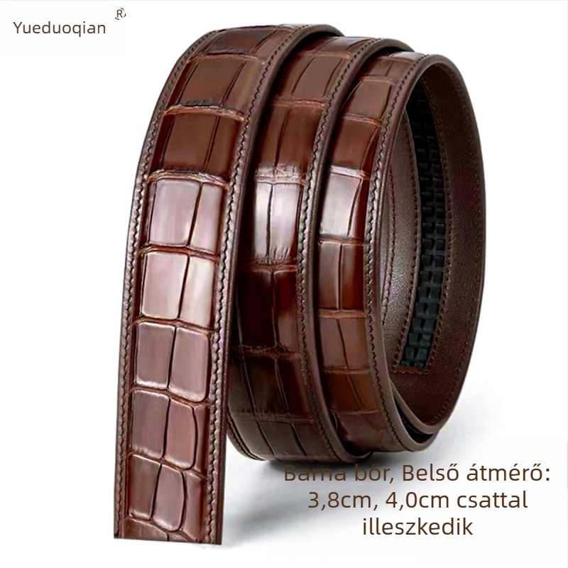Férfi öv valódi krokodilbőrrel, automata csattal, üzleti és mindennapi stílusban; szélesség >4 cm; anyag: valódi bőr; textúra: krokodilbőr; márka: yueduo