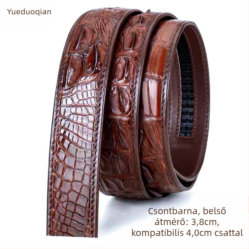 Férfi öv valódi krokodilbőrrel, automata csattal, üzleti és mindennapi stílusban; szélesség >4 cm; anyag: valódi bőr; textúra: krokodilbőr; márka: yueduo