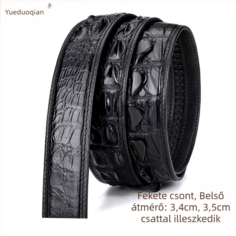 Férfi öv valódi krokodilbőrrel, automata csattal, üzleti és mindennapi stílusban; szélesség >4 cm; anyag: valódi bőr; textúra: krokodilbőr; márka: yueduo