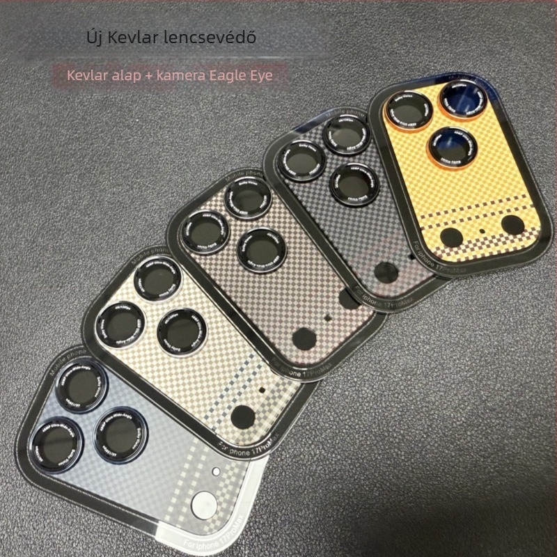 Kevlar lencsefilm iPhone 17 Pro Maxhoz — edzett üveg, Anti‑reflexiós, Anti‑ujjlenyomat, HD átláthatóság
