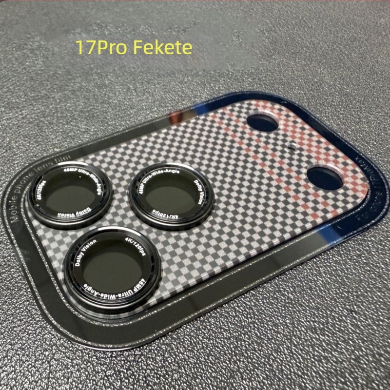 Kevlar lencsefilm iPhone 17 Pro Maxhoz — edzett üveg, Anti‑reflexiós, Anti‑ujjlenyomat, HD átláthatóság