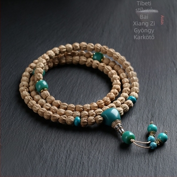 108 darab passiómag gyöngyökből készült nyaklánc és karkötő készlet, 8 mm, többszintű, természetes stílusú buddhista imakövek