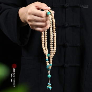 108 darab passiómag gyöngyökből készült nyaklánc és karkötő készlet, 8 mm, többszintű, természetes stílusú buddhista imakövek
