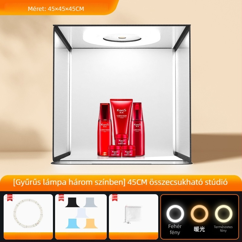 LED stúdiófény-doboz fotózáshoz, összecsukható, hordozható softbox és háttérpanel