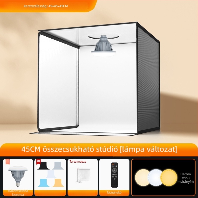 LED stúdiófény-doboz fotózáshoz, összecsukható, hordozható softbox és háttérpanel