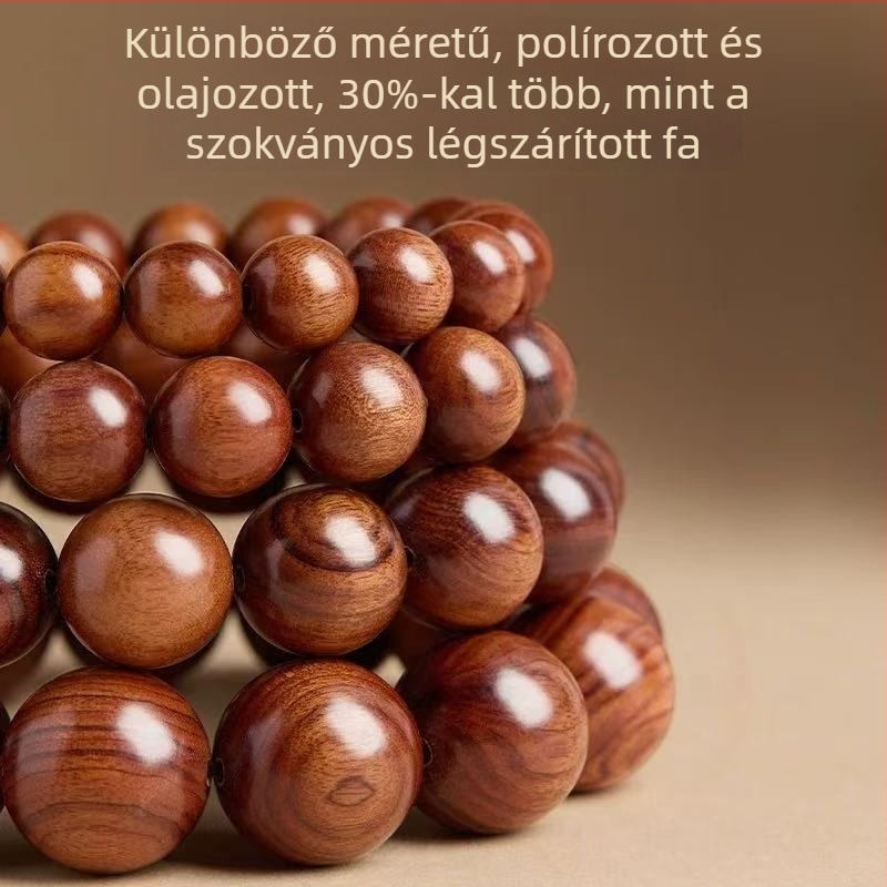 Fából készült Buddha gyöngyös karkötő, természetes stílus, uniszex; kézzel készített gyöngyök, 12 darabos készlet
