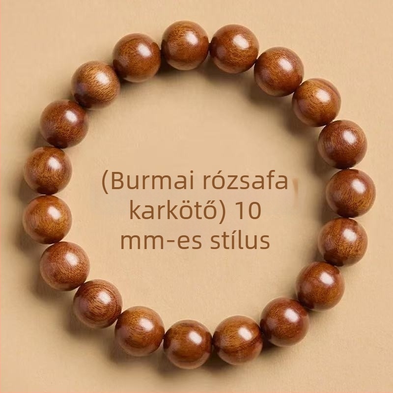 Fából készült Buddha gyöngyös karkötő, természetes stílus, uniszex; kézzel készített gyöngyök, 12 darabos készlet