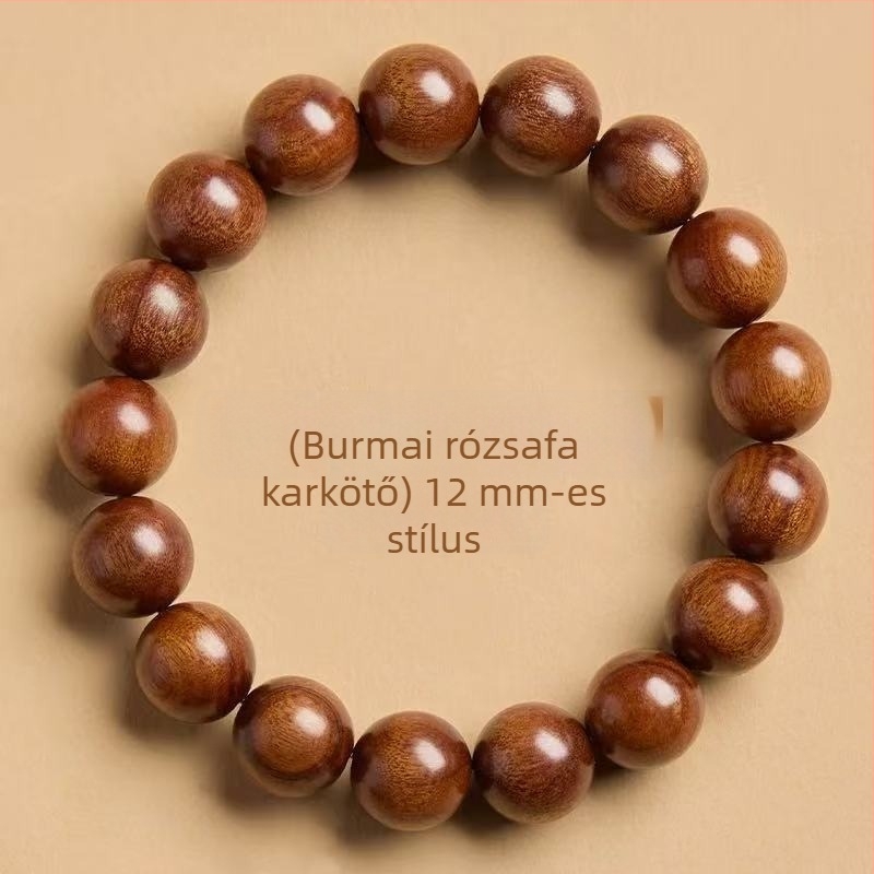 Fából készült Buddha gyöngyös karkötő, természetes stílus, uniszex; kézzel készített gyöngyök, 12 darabos készlet