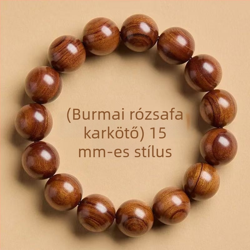 Fából készült Buddha gyöngyös karkötő, természetes stílus, uniszex; kézzel készített gyöngyök, 12 darabos készlet