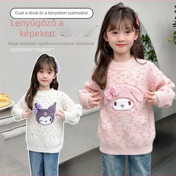 Lányoknak szóló pulóver, koreai stílus, hosszú ujjú, mintás rajzfilmmel