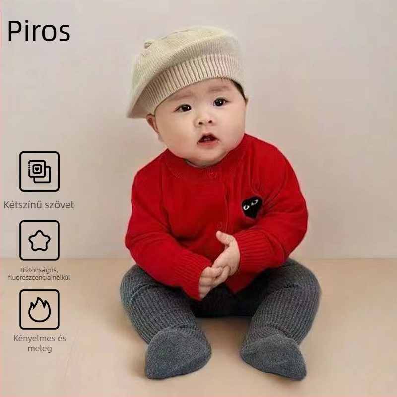 Gyerekeknek készült kötött kardigán, uniszex, hosszú ujjú, egysoros gombos zárás, angóra- viszkóz 50% keverék, ősz 2025