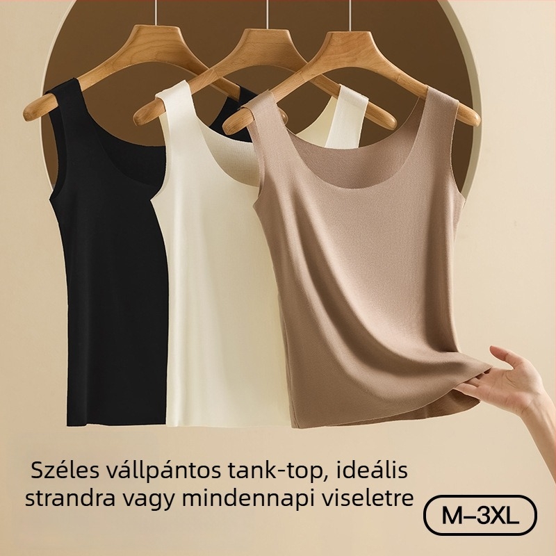 Nyári Modal varrat nélküli női felső, egyszínű alapréteg, vállpántos, plusz méret
