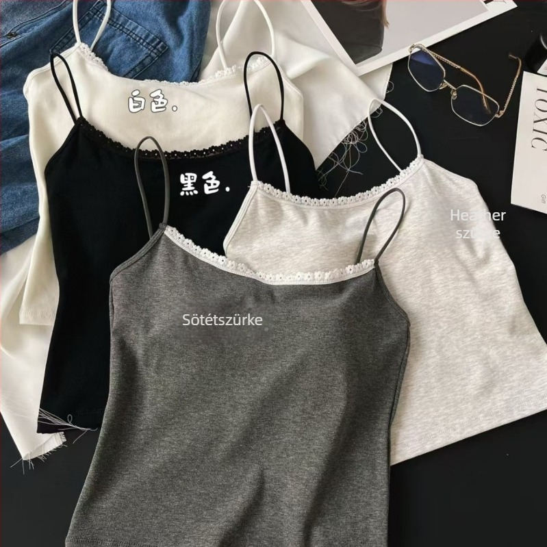 Kamisol beépített melltartó párnázással, hátsó V-nyakkivágással, vékony dupla vállpántokkal, virágmintás, viszkóz-pamut keverék