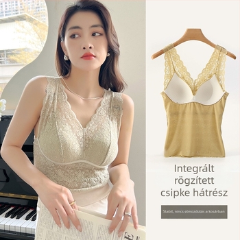 Hosszú csipkés camisole beépített kosarakkal, drót nélkül, lélegző, bőrbarát