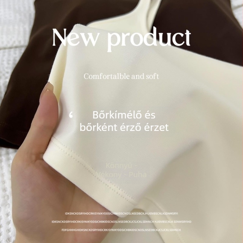 Top viszkózból, kerek nyakú, varrás nélküli mellény-stílus, könnyű anyag, 50–70% viszkóz
