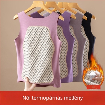 Női fleece-bevonatú termosz mellény, vastag téli viselet, ujj nélküli belső felső