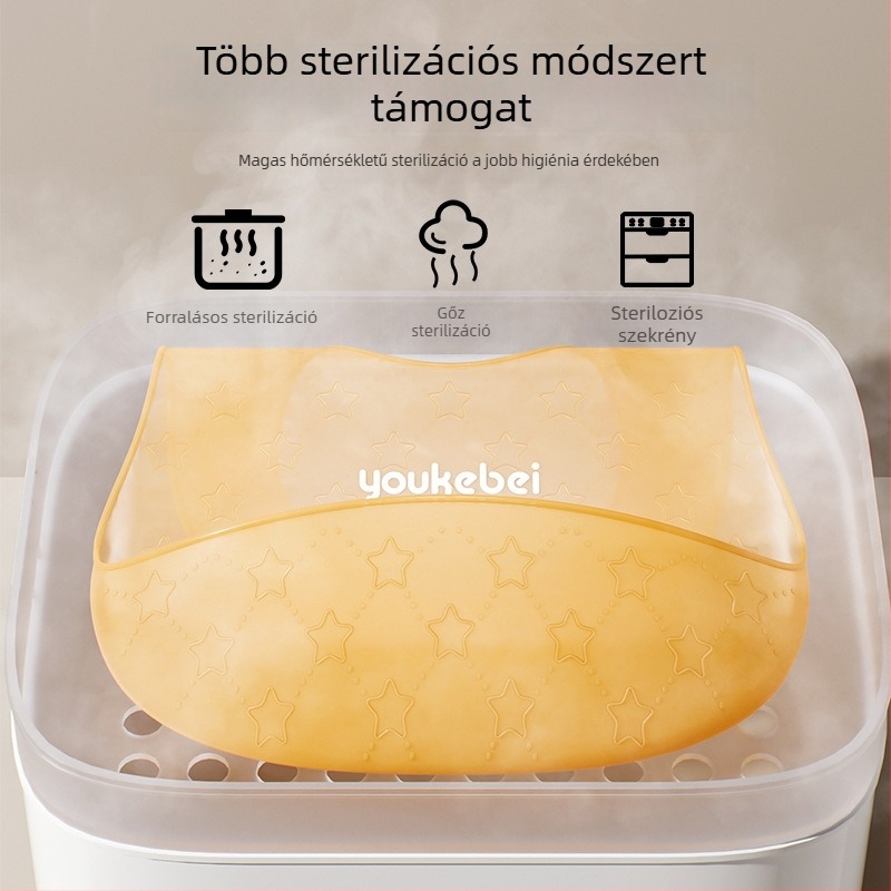 Szilikonból készült vízálló etető kötény babáknak – Élelmiszer-minőségű szilikon, uniszex, 0–12 hónap, csíkos vagy egyszínű mintázat