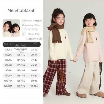 Gyerekeknek készült nylon-kötött pulóver állati karikatúra mintával (3–8 évesek, hosszú ujjú, kerek nyak, ősz–tél–tavaszi időszakokra)