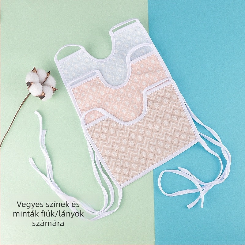 Csecsemő vízálló pamut bib - 95% feletti pamut, kettős vastagságú, rajzolt minta, 1–3 éveseknek