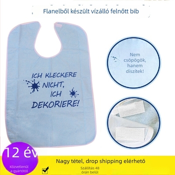 Gyerekeknek vízálló bib, szalvátortörölköző, poliészter, betűs minta