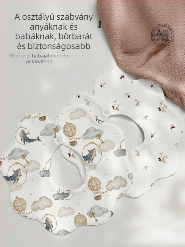 Heerter Koreai-stílusú baba nyálkendő virágos mintával, vízálló 100% pamut, újszülötteknek (0–12 hónap)