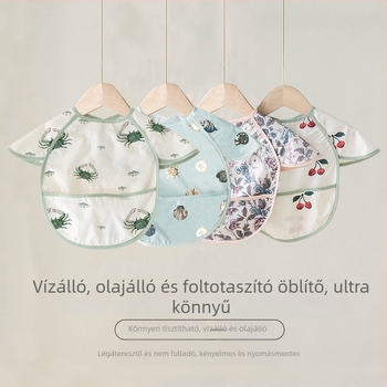 Vízálló baba etető bib, cartoon mintával – poliészter-cotton anyag, 0–3 éveseknek