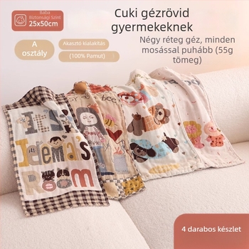 Gyermekeknek négy réteg géz törölköző, 100% pamut, jacquard szövés, 50-80 g