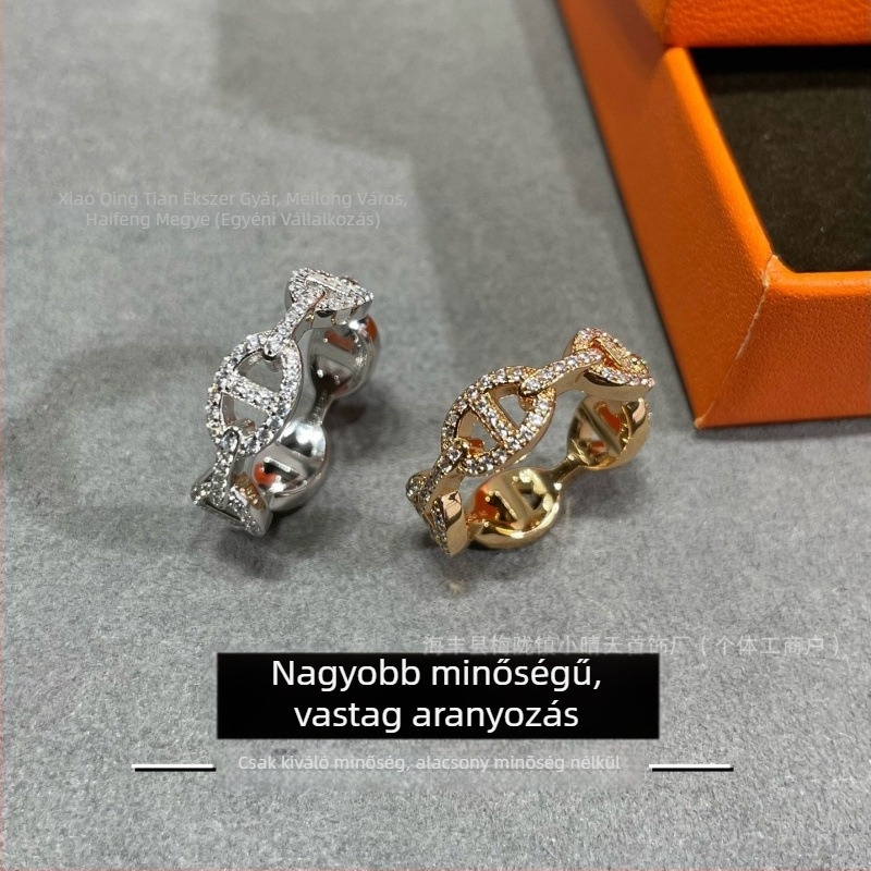 Pig Nose Ring nőknek – Vastag aranyozott V Gold geometriájú gyűrű, divatos kéz ékszer, 2025 tavasz