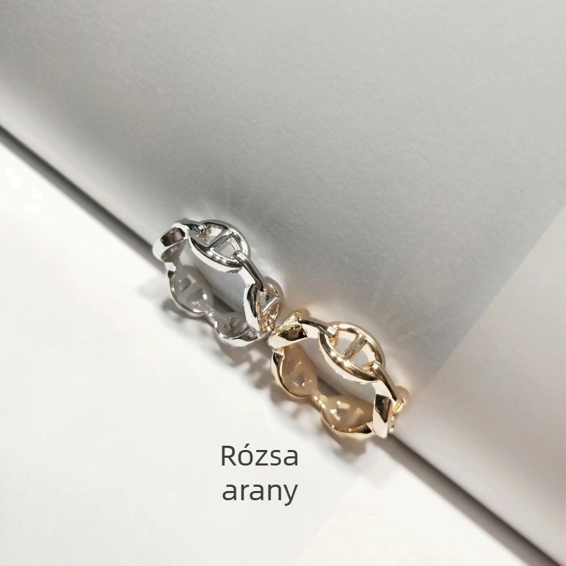 Pig Nose Ring nőknek – Vastag aranyozott V Gold geometriájú gyűrű, divatos kéz ékszer, 2025 tavasz