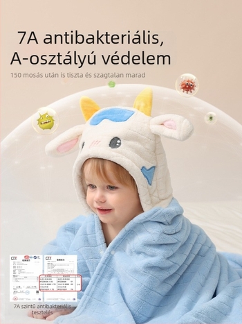 Belleptide Újszülött kapucnis fürdőlepedő, tavasz–ősz, gyorsan száradó, nem hullik a szálak, viselhető fürdőköpeny