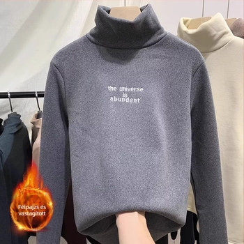 Gyerekeknek készült magas galléros meleg felső fleece-béléssel, hosszú ujjú, uniszex, 85% poliészter