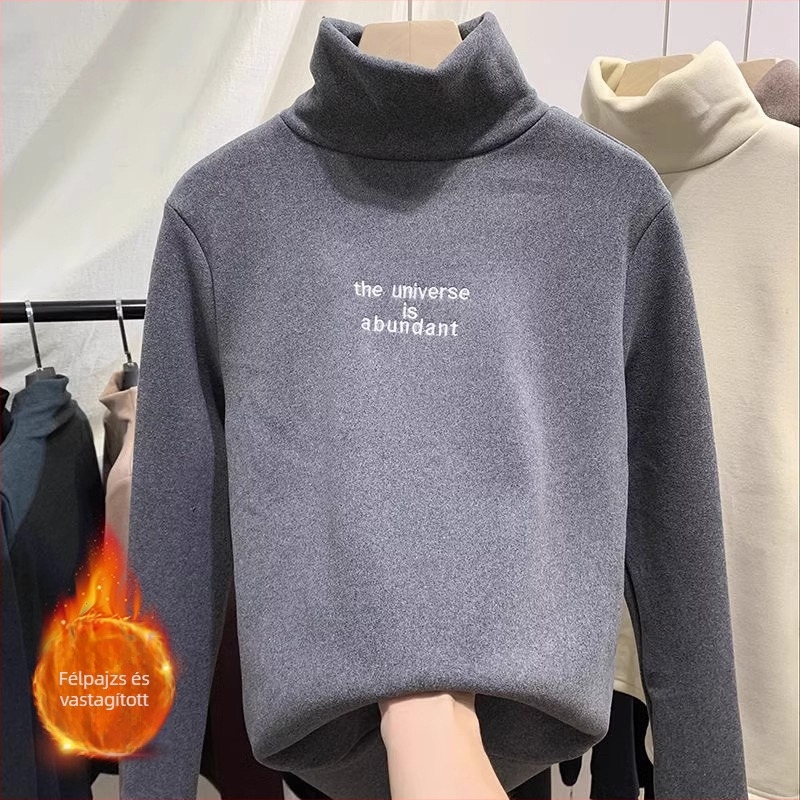 Gyerekeknek készült magas galléros meleg felső fleece-béléssel, hosszú ujjú, uniszex, 85% poliészter